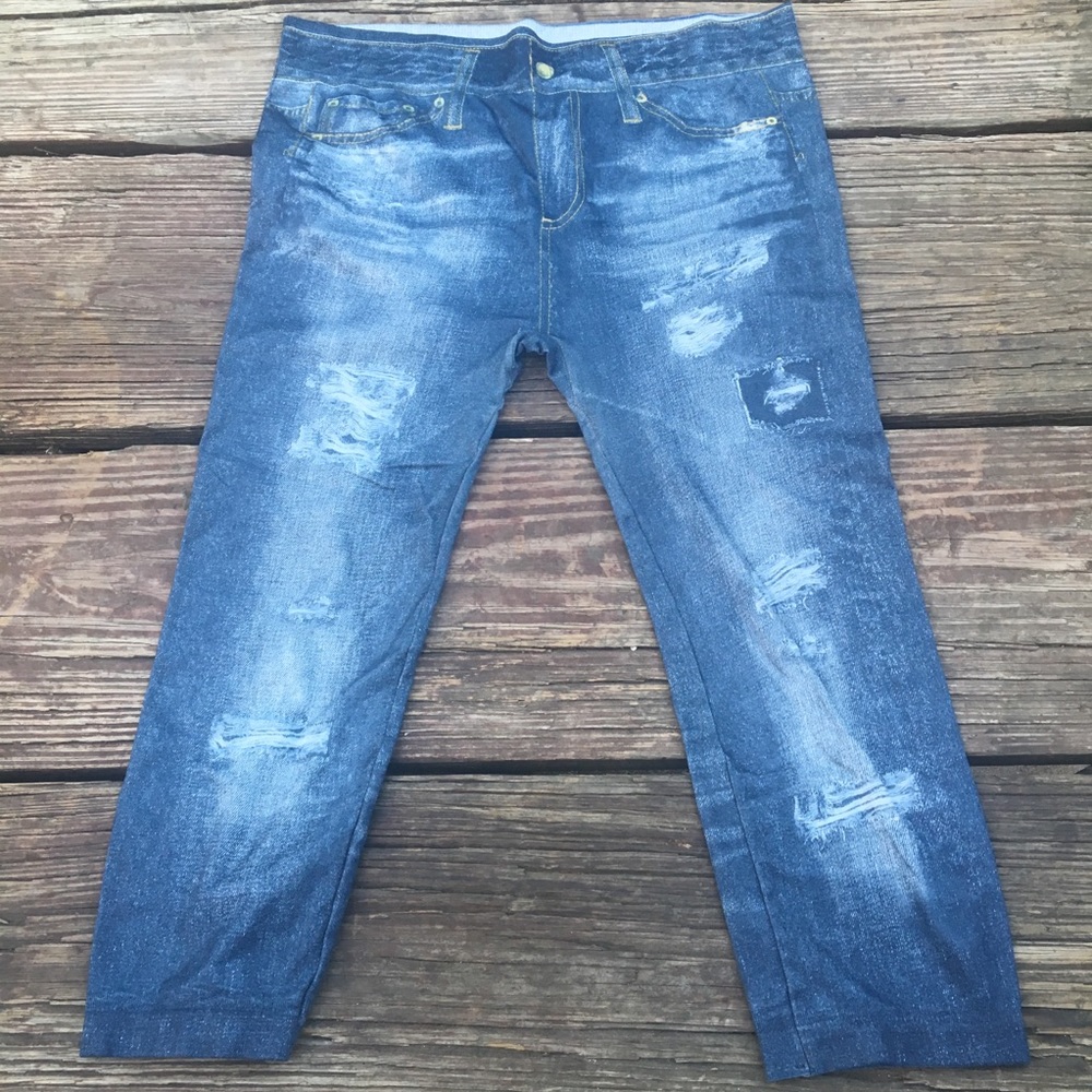 Denim Like Crop Leggings